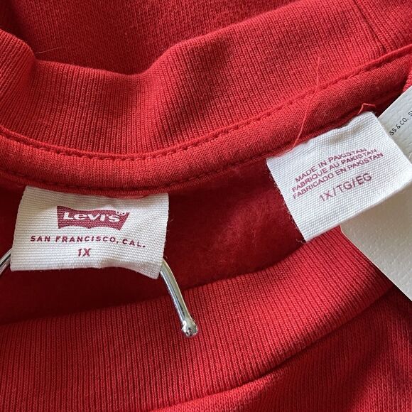Levi's 1X-Large Sweatshirt Stretch Long Sleeve Red w/ White Logo Womens New - Picture 5 of 8